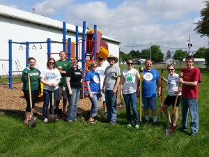 Mahaska Young Professional members volunteered their time on Saturday to help revitalize the Hewitt Jaycee Park south of the Fairgrounds. (photo courtesy Facebook)