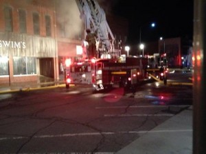 Firefighters from six departments battled an early morning structure fire in downtown Oskaloosa. (photo by Tom Lang)