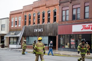 On May 11th, 2015, fire damaged the Swims building and the two neighboring buildings. Efforts are planned to save the structure.