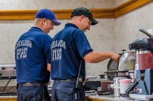 Oskaloosa firefighters enjoy a free complimentary breakfast at Oskaloosa Comfort Inn as a sign of appreciation for their service.