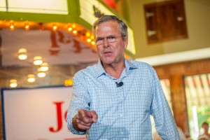 Republican Presidential Candidate Jeb Bush spoke before a full house at Smokey Row Coffee in Oskaloosa on Wednesday.
