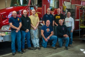 These 10 firefighters sport their freshly shaven heads in support of Alexis Christenson, daughter of Oskaloosa Fire Captain Dave Christenson.