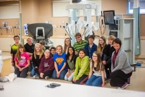 Students from the Oskaloosa Middle School got some hands on time with the new da Vinci Xi Surgical System being implemented at Mahaska Health Partnership.