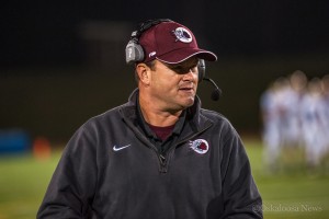Former Oskaloosa Head Football Coach Mike Sterner on the sidelines during the 2015 season.