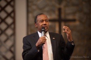 US Republican hopeful Ben Carson spoke at the Oskaloosa First Assembly of God Church during the Sunday morning service.