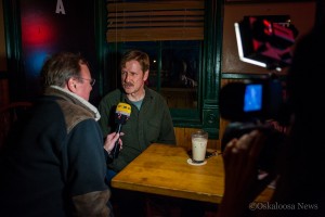 German television RTL interviews Eric Palmer about Donald Trump and the Iowa Caucuses during their stop to Oskaloosa on Sunday evening.
