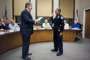 Janay Pritchett was sworn in Monday night as Oskaloosa's newest police officer.