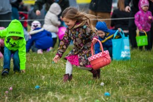 Youngsters rushed the field at the end of the 15 second countdown to start the annual Easter egg hunt.