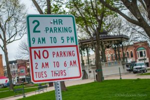 Two-hour parking on the square in Oskaloosa.