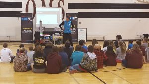 Daira Driftmier visits with OMS students this past week.