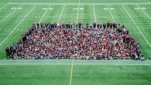 Over 1000 Oskaloosa Elementary students posed for this picture on Friday.