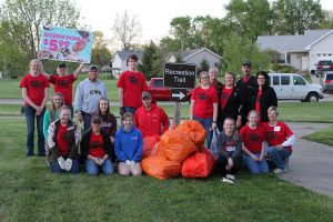 Eighteen members of the "Ignite" Youth Group of Osky 1st Christian Reformed Church came together on Wednesday evening to clean a section Lacey Recreation Trail.
