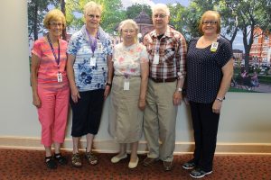 Four Mahaska Health Partnership volunteers received 2016 Governor’s Volunteer Awards during a special recognition ceremony in June at Indian Hills Community College. Award recipients pictured, from left: Volunteers Judy Lewis, Stephanie Cornelder, Judy Allard and Kenneth Ward, along with MHP Volunteer Coordinator Kim Langfitt. 