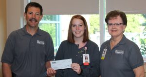 MHP Registered Nurse Summer West is presented a $3,500 IHERF scholarship by CEO Jay Christensen and Chief Nursing Officer Darlene Keuning. Summer is a nurse on Inpatient Services and is currently pursuing her Bachelor’s of Science in Nursing degree from William Penn University.