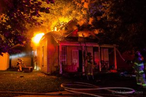 The Oskaloosa Fire Department battled this house fire at 604 North E early Thursday morning, July 7, 2016.