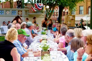 The farm to table dinner drew over 70 individuals out for dinner on the square. (photo provided)