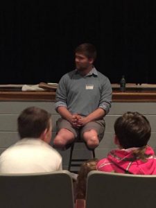 Akers talks with others about his experiences. He hopes that by talking about amputation, it may help lessen some taboo on the subject. (photo used with permission)