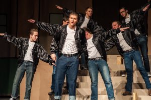Ben Akers (front) during the 2013 Oskaloosa High School spring musical of "Grease"