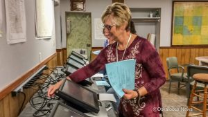 Mahaska County Auditor Sue Brown tests voting machines this past week for the November 8th General Election.