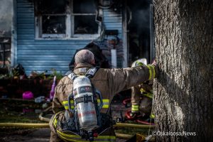 Four fire department battled this house fire on North Pine in New Sharon on Friday morning.