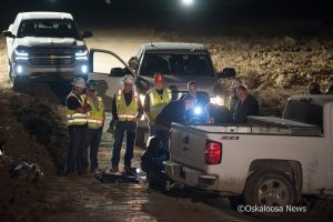 First responders work to free a DAPL protestor from a construction site in Mahaska County.