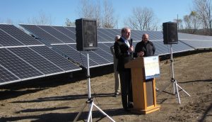 Congressman Dave Loebsack address those gathered at the solar project. (submitted photo)