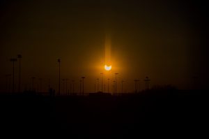 A partial solar eclipse visible at the Lacey Complex in October of 2014.