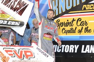 Brian Brown celebrates his win at the 6th Annual Weld Racing Capitani Classic presented by Great Southern Bank (DB3 Imaging)