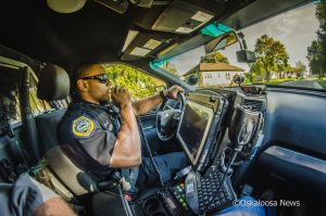 Oskaloosa Police Officer Brandon Blanchard on patrol Friday.