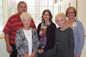 Mahaska Health Partnership Volunteers who received the 2017 Iowa Governor’s Volunteer Award for their contributions to the hospital are, front row, from left: Janet Masterson and Mary Lou McCartie. Back row, from left: Gary Malin and Shirley Kelderman, shown with MHP Volunteer Coordinator Kim Langfitt. (submitted photo)