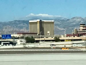 The group from Oskaloosa was waiting to take off from Las Vegas, with Mandalay Bay visible to them while they waited. (submitted photo)
