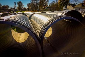 54-inch storm water pipe ready to be installed under the Oskaloosa Community Stadium.