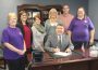 Oskaloosa Mayor Dave Krutzfeld signs a proclamation declaring Nov. 18, 2017, as Diabetes Awareness Day in Oskaloosa. Present for the signing are, from left, Oskaloosa Lions Club Secretary Leslie Nuehring; Lea Rice, MHP Registered Dietitian; Sharon Ferguson, MHP Certified Diabetes
