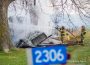 Oskaloosa firefighters extinguish the remaining fire at 2306 Yarnell Avenue east of Rose Hill.