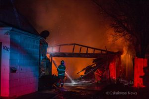 Oskaloosa firefighters battled this garage fire early Monday morning at 1010 High Ave East.