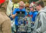 Oskaloosa Sock Monkeys prepare their robot on Thursday for FTC league action at Penn Central Mall.