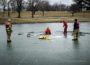 Oskaloosa Fire Fighters practice cold water rescue this week at Edmundson Pond.