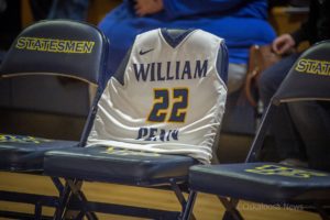 Marquis Todd's jersey was on the bench with the Statesmen as they took on Peru State.