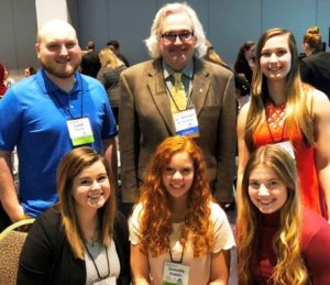 (Pictured left to right back row: Sr. Lucas Smith, Professor Michael Collins, Sr. Kiera MacPherson. Pictured left to right front row: Sr. Kelly Walker, Jr. Isabella Potter, and Sr. Claire Simmons.) Five William Penn students, accompanied by Professor Michael Collins, attended the Alpha Chi National Convention in Portland, Oregon.