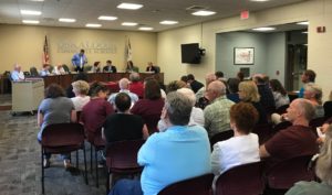 A large turnout at the Oskaloosa School Board meeting on Tuesday evening. by Hailey Brown