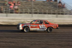  10G Dustin Griffiths (Hedrick) took heat 3 of Hobby Stocks on Wednesday night at the Southern Iowa Speedway. (photo by Denis Currier/Oskaloosa News.)