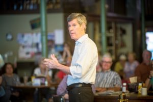 Iowa Democratic Gubernatorial Candidate Fred Hubbell speaks to supporters and interested individuals at Smokey Row on Saturday morning.