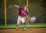Senior Alex DeJong fires his right arm from short stop to first base against Indianola.