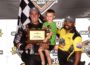 Carson Macedo celebrates his win on Night #2 of the 360 Nationals with Jaxx Johnson (Paul Arch Photo)