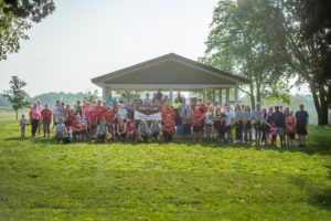 Participants pose for a photo before the PUSH 5K on Saturday.
