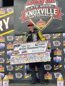 Tyler Erb took his first career win at Knoxville on Night #1 of the Late Model Nationals Thursday (Knoxville Raceway Photo)