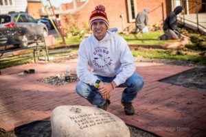 Nicholas Koening poses at St. Mary's Parish as his Eagle Scout project begins to wrap up.