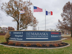 In honor of Veteran’s Day, veterans from Oskaloosa and Mahaska County gathered together at Mahaska Health to raise the American flag on the newly installed flag poles donated by Musco Lighting. The dedication ceremony included a trumpet and firing squad. Mahaska Health staff and trustees attended the dedication ceremony.