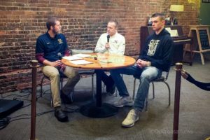 From left to right; Wade Steinlage, Ryan Parker, and Cole Henry during Wednesday nights media night at Smokey Row.