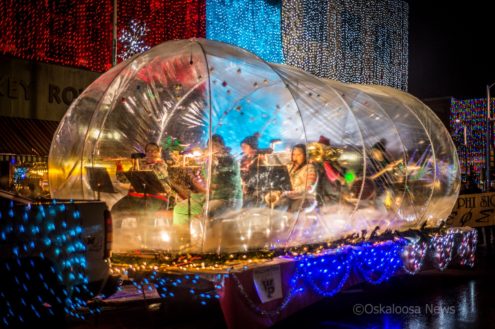 The William Penn Band's 'Snow Globe' float got a lot of attention on Thursday evening during the annual Lighted Christmas Parade.